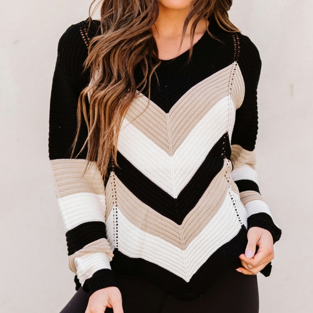 Chevron Color Block Sweater